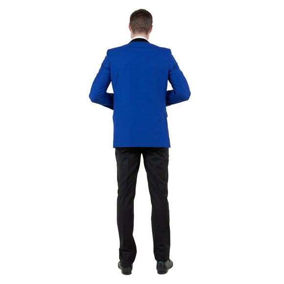 Mens Royal Blue Blazer Slim Fit w/ Satin Notch Lapel - Picture 2 of 4